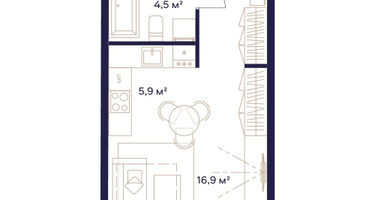 Студия, 33&nbsp;м²