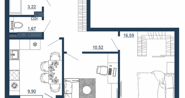 2-к. квартира, 56 м²