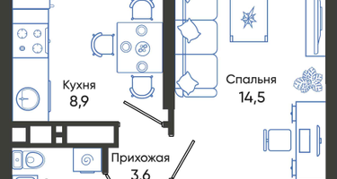 1-к. квартира, 31&nbsp;м²