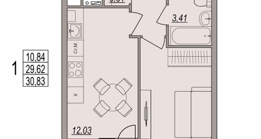 1-к. квартира, 30 м²