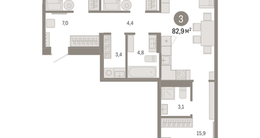 3-к. квартира, 82&nbsp;м²