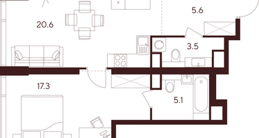 Студия, 52&nbsp;м²