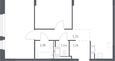 2-к. квартира, 59&nbsp;м²