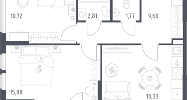 2-к. квартира, 53&nbsp;м²