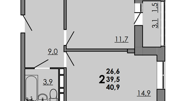 2-к. квартира, 40&nbsp;м²
