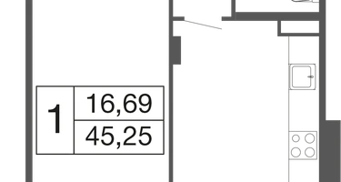 1-к. квартира, 45&nbsp;м²