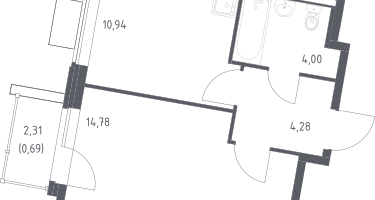1-к. квартира, 34&nbsp;м²