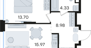 1-к. квартира, 42 м²