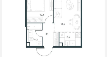 1-к. квартира, 35,9&nbsp;м²