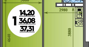 1-к. квартира, 37 м²