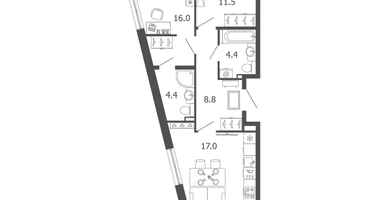 2-к. квартира, 64 м²