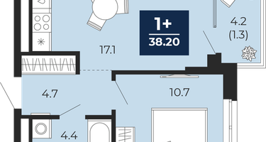 1-к. квартира, 36 м²
