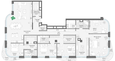 5-к. квартира, 327 м²
