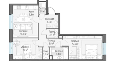 3-к. квартира, 66&nbsp;м²