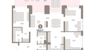 3-к. квартира, 131&nbsp;м²