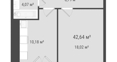 1-к. квартира, 40&nbsp;м²