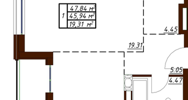 1-к. квартира, 47&nbsp;м²