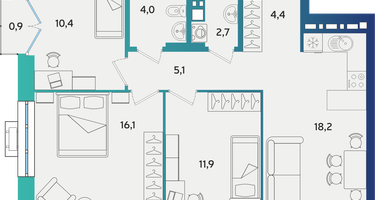 3-к. квартира, 73&nbsp;м²