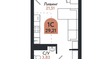 1-к. квартира, 29&nbsp;м²