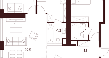 Студия, 91 м²