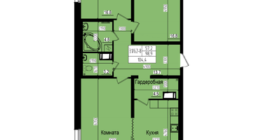 3-к. квартира, 104&nbsp;м²