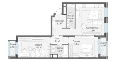 3-к. квартира, 74&nbsp;м²