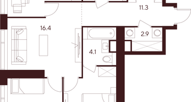 3-к. квартира, 73 м²