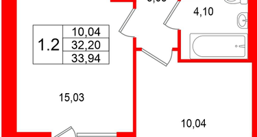 1-к. квартира, 32 м²
