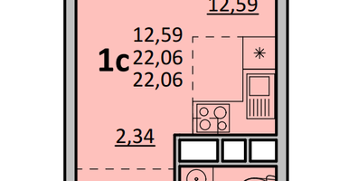 Студия, 22&nbsp;м²