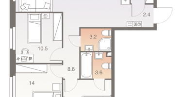 4-к. квартира, 82&nbsp;м²