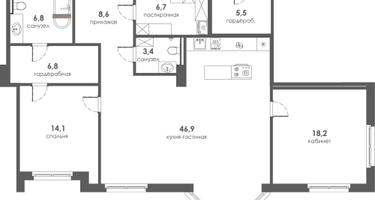 1-к. квартира, 111 м²