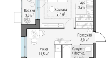 1-к. квартира, 33&nbsp;м²