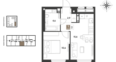 1-к. квартира, 33&nbsp;м²