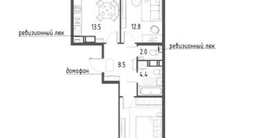2-к. квартира, 57&nbsp;м²