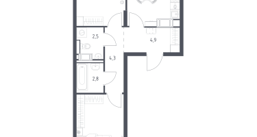 2-к. квартира, 55&nbsp;м²