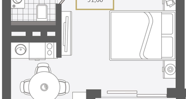 1-к. квартира, 31&nbsp;м²