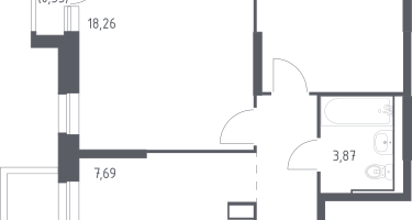 Студия , 52&nbsp;м²