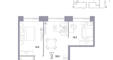 3-к. квартира, 53 м²