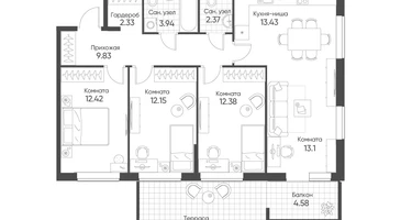 4-к. квартира, 83&nbsp;м²