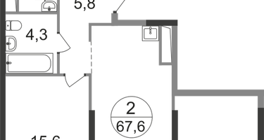 2-к. квартира, 67&nbsp;м²