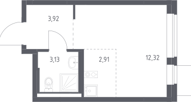 Студия, 22&nbsp;м²