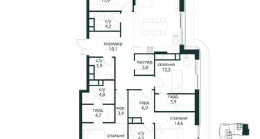 4-к. квартира, 150&nbsp;м²