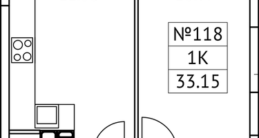 1-к. квартира, 33&nbsp;м²