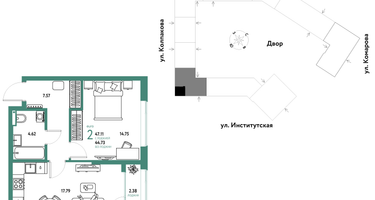 Студия, 47 м²