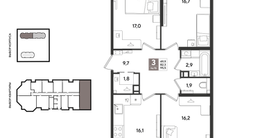 3-к. квартира, 94&nbsp;м²