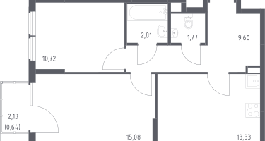 2-к. квартира, 53&nbsp;м²
