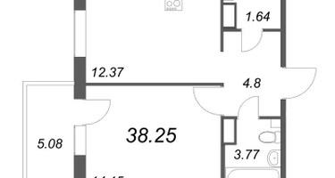 1-к. квартира, 38&nbsp;м²