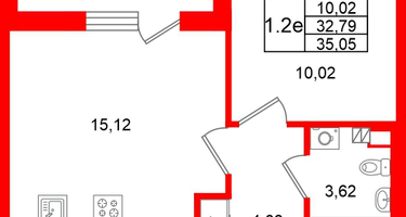 1-к. квартира, 32&nbsp;м²
