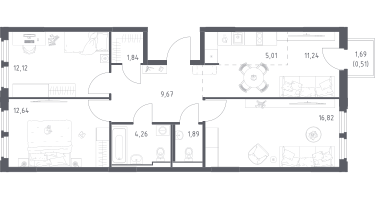Студия, 76&nbsp;м²