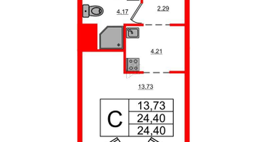 Студия, 24&nbsp;м²
